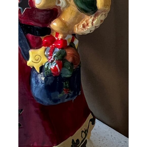 Santa Claus Figurine Lantern Design With LED Light Effects 8" T Gift - Picture 15 of 16